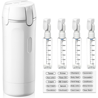 Botella multi-usos para viaje 4 en 1