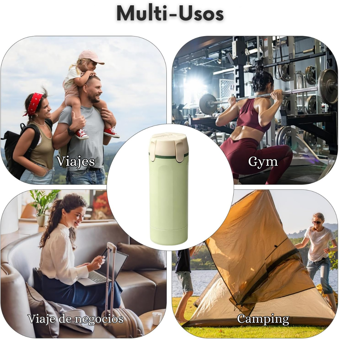 Botella multi-usos para viaje 4 en 1