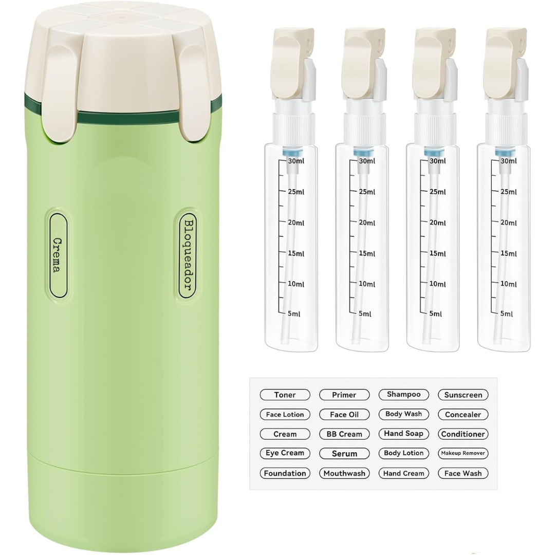 Botella multi-usos para viaje 4 en 1